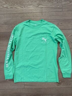 Southern Tide Long Sleeve Pocket Tee in Mint